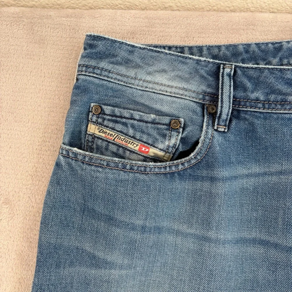 Diesel Zatiny‎ Bootcut Jeans Men 36x34 Blue 008AT Distressed Fade Button Fly
